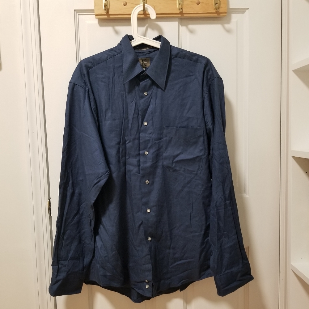 ♠ Calvin Klein Navy Striped Button Down Shirt